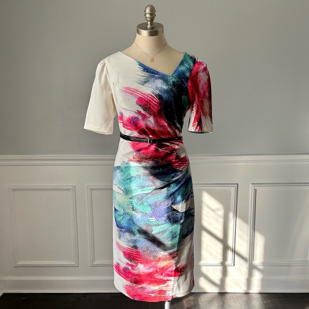 Rickie Freeman x Teri Jon Abstract Print Sheath Dress